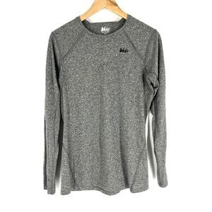 REI Co Op Top Size Large Womens Gray Long Sleeve Wicking Base Layer Shirt Hiking